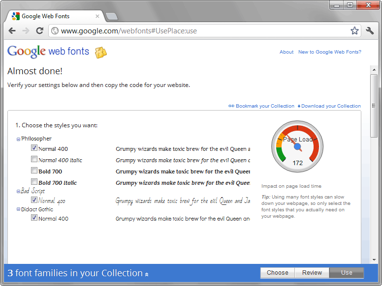 Загружаемые на страницу шрифты