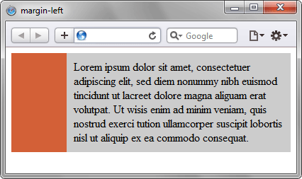 Применение свойства margin-left