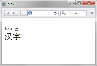 Иероглифы, оформленные с помощью тега <ruby>