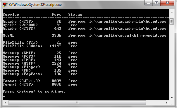 Список сервисов и портов